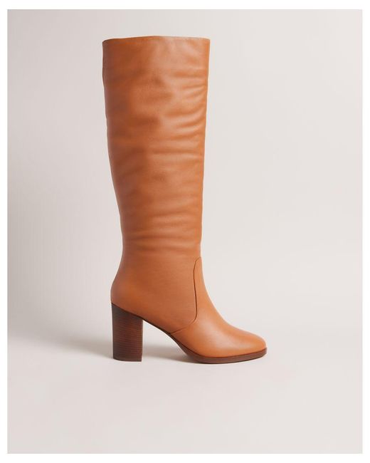 Ted Baker Brown Shannie Heeled Knee High Leather Boot