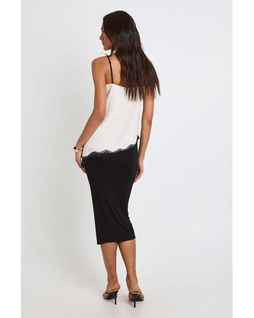 Boohoo Black Tall Basic Solid High Waisted Midi Skirt Viscose