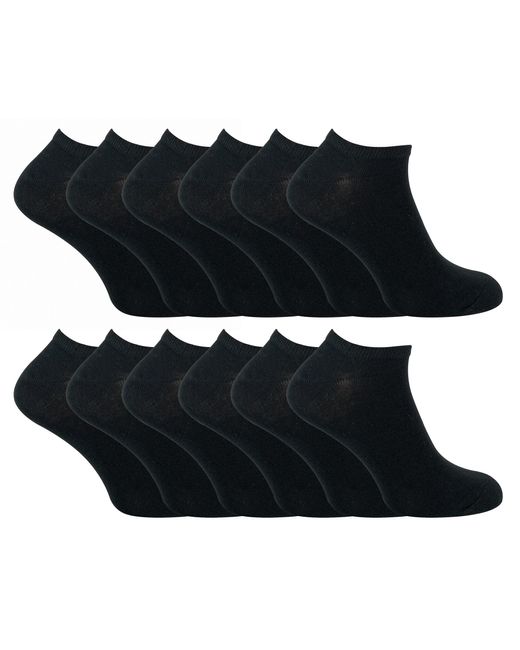 Sock Snob Black 12 Pair Multipack Quarter Trainer Socks for men