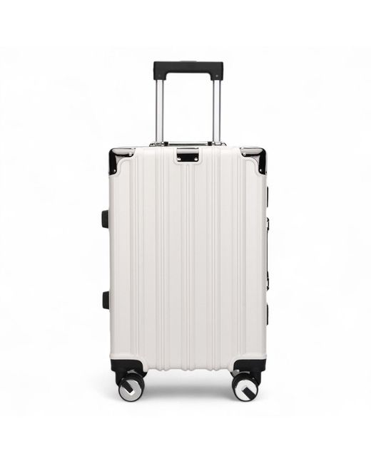 Infinity Leather White Robust Hard Shell Cabin Suitcase Luggage Suitable For Easyjet, Ryanair, Wizzair