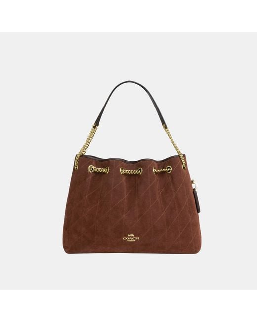 COACH Brown Evelyn Shoulder Bag With Quilting