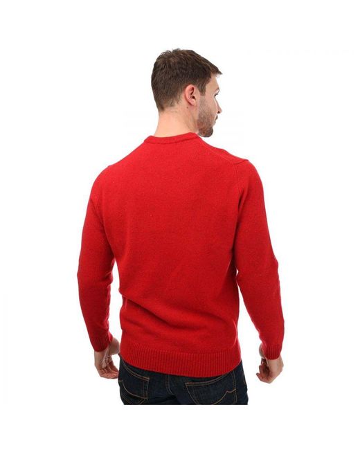 Lacoste Red Regular Fit Speckled Print Wool Sweater for men