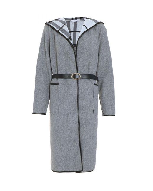 Quiz Gray Check Print Belted Coat