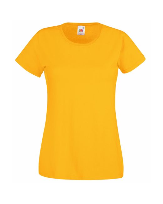 Fruit Of The Loom Yellow Ladies/ Lady-Fit Valueweight Short Sleeve T-Shirt (Pack Of 5) (Sunflower)