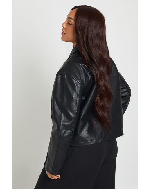 Boohoo Black Plus Faux Leather Button Down Jacket