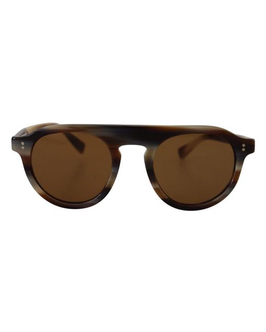 Dolce & Gabbana Brown Jazz Tortoise Oval Sunglasses With 100% Uv Protection