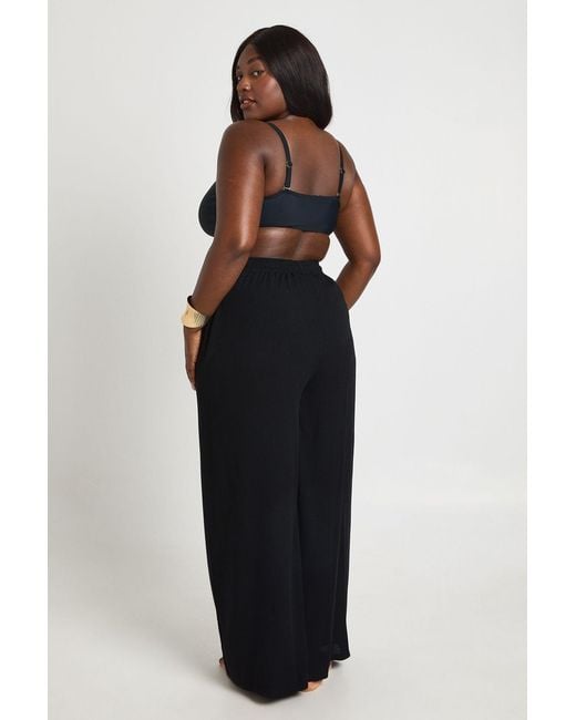 Boohoo Black Plus Essentials Oversized Linen Look Trousers