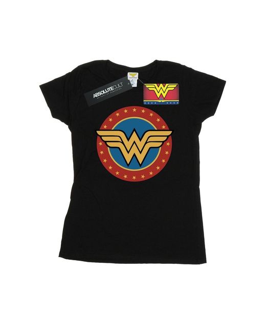 Dc Comics Black Ladies Wonder Circle Logo Cotton T-Shirt