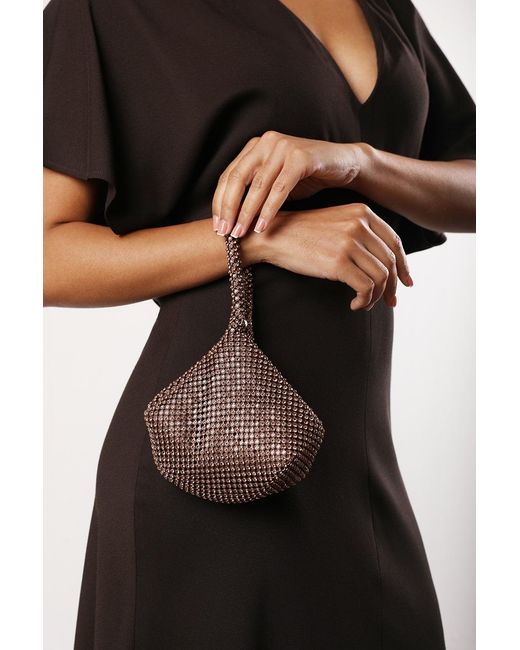 Where's That From Black 'Nicki' Diamante Mini Chainmail Pouch Bag
