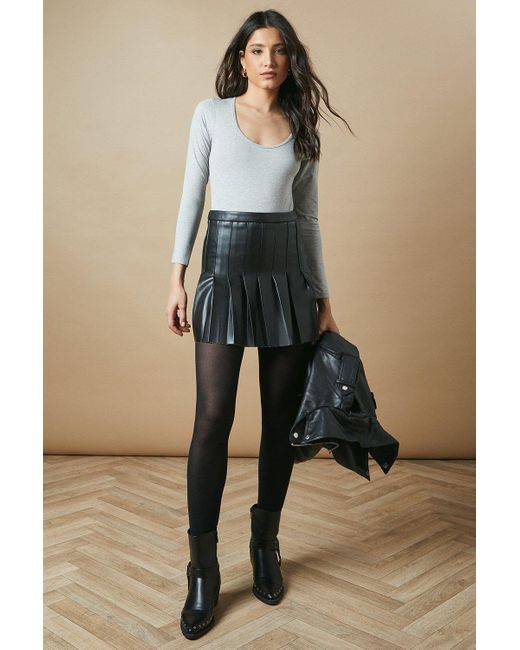 Oasis Natural Pu Pleated Mini Skirt