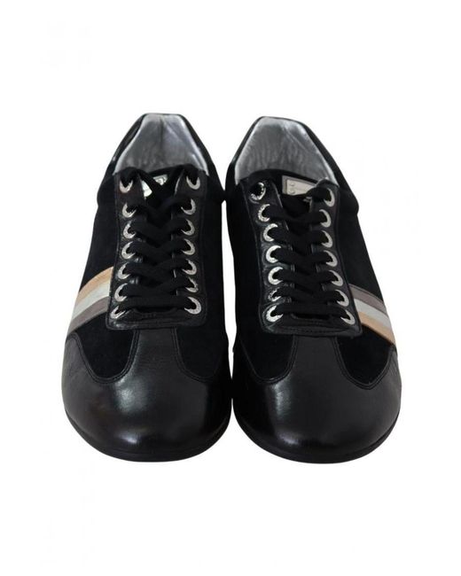 Dolce & Gabbana Black Logo Leather Casual Scarpe Sneakers for men