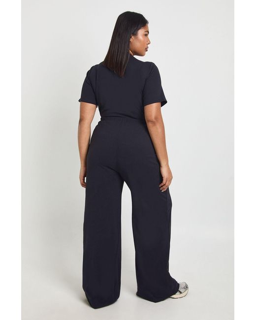 Boohoo Blue Plus Ultra Soft Wide Leg Trouser
