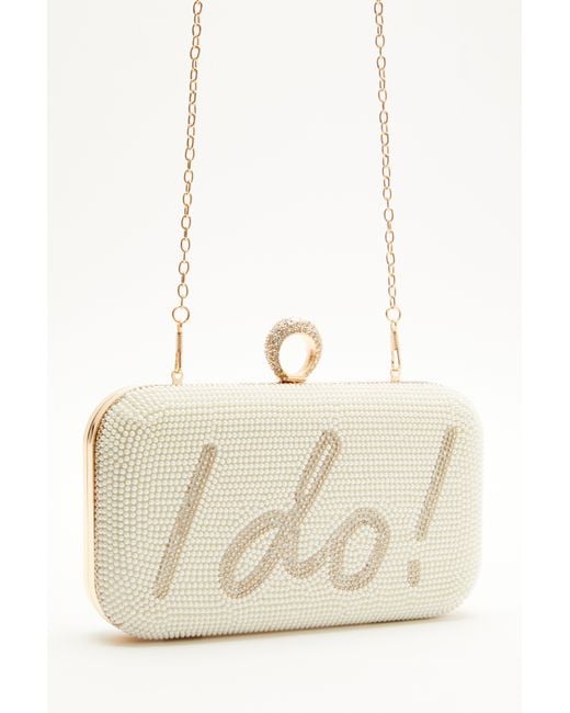 Quiz White Bridal Pearl 'I Do' Box Bag