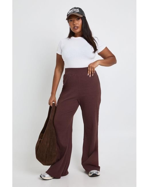 Boohoo White Plus Basic Rib Flared Legging