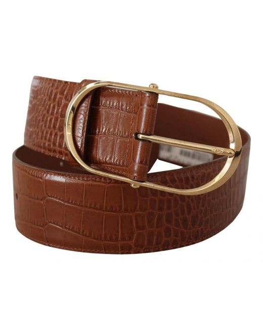 Dolce & Gabbana Brown Wide Waist Leather Gold Oval Metal Buckle Belt