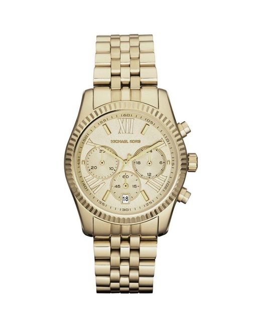 Michael Kors Metallic Mk5556 Lexington Chronograph Champagne Dial Pvd Ladies Watch