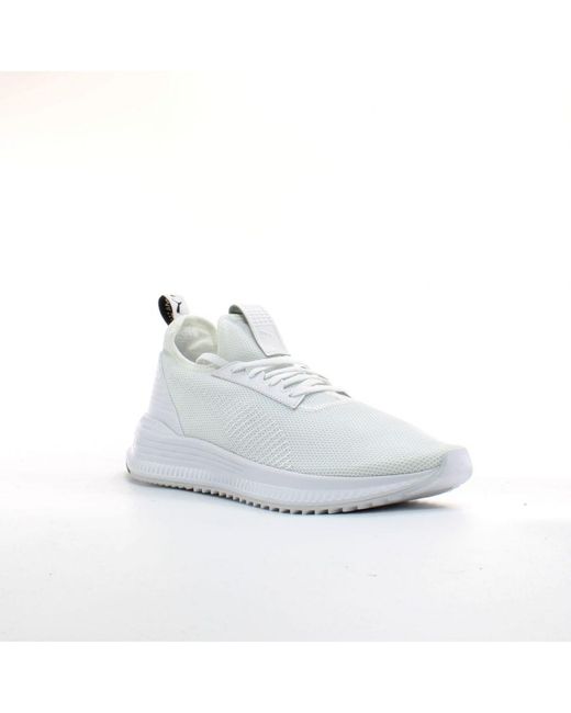 PUMA White Avid Knit Textile Lace Up Trainers 369346 02 for men