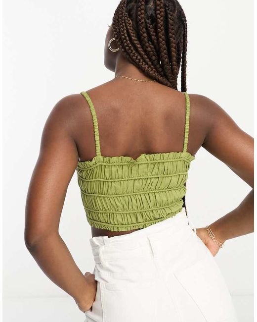 Miss Selfridge Green Ruched Cami Top