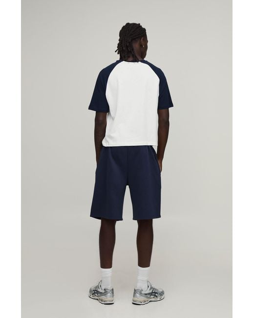 BoohooMAN White Slim Shrunken Fit Raglan T-Shirt for men