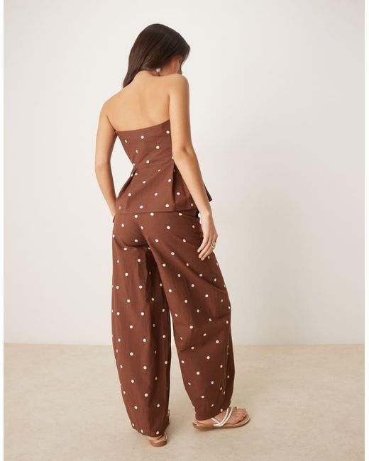 ASOS Natural Linen Blend Barrel Leg Trouser
