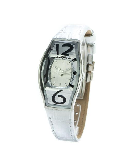 Chronotech Multicolor Silver Leather Watch