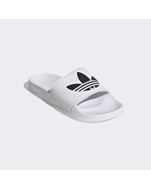 Adidas Originals White Adilette Lite Slides for men