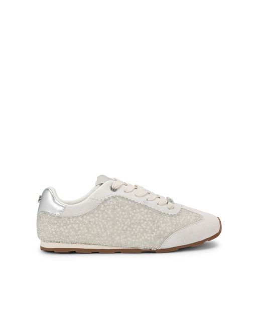 Carvela Kurt Geiger White Suede Fabric Tivoli Jewel Sneaker Sneakers
