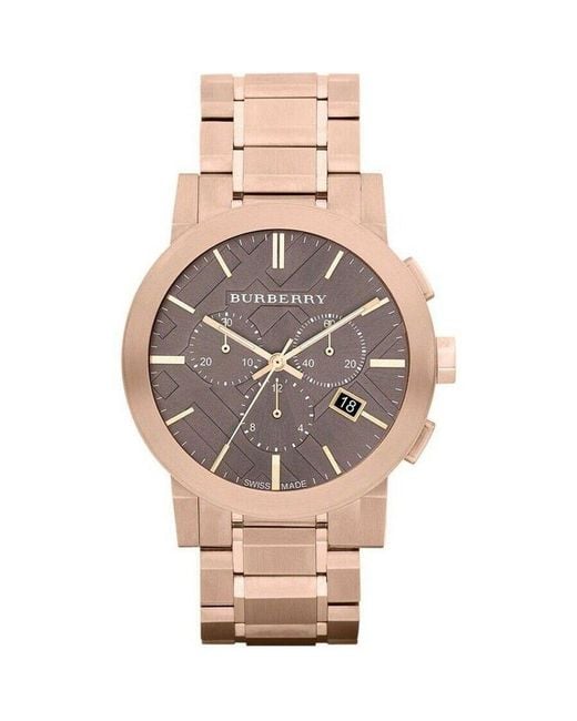 Burberry Pink Bu9353 Taupe Chronograph Dial Plated Steel Watch Stainless Steel for men