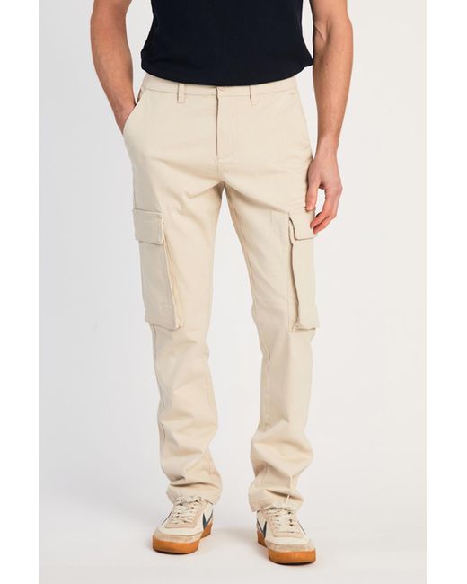 French Connection Natural Cotton Relaxed Fit Turn-Up Cargo Trousers for men
