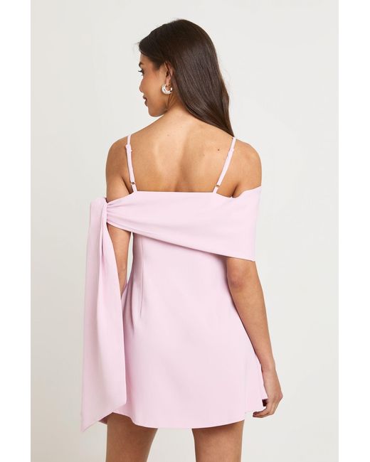 Boohoo Pink Tailored Strappy Foldover Shift Dress