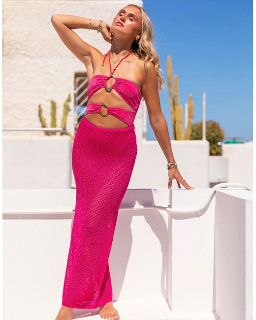 South Beach Pink X Misha Grimes Sequin Knit Maxi Skirt