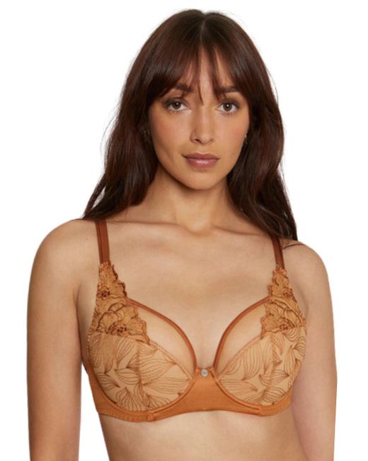 Maison Lejaby Brown Flora Balconette Bra