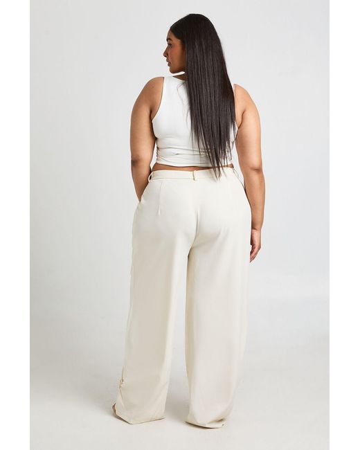 Boohoo Natural Plus Trim Tailored Trouser