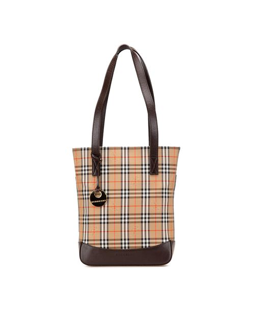 Burberry Brown Checked Tote Bag
