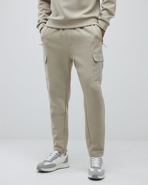 River Island Natural Joggers Slim Fit Nylon Hybrid for men