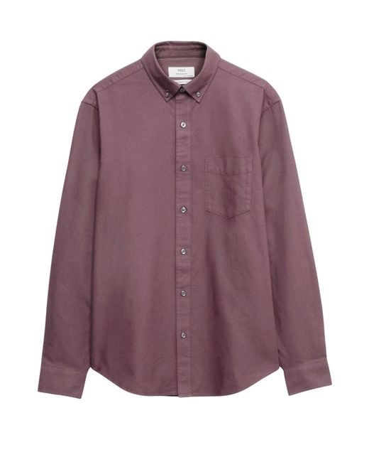 Secret Label Purple Oxford Cotton Long Sleeve Shirt for men