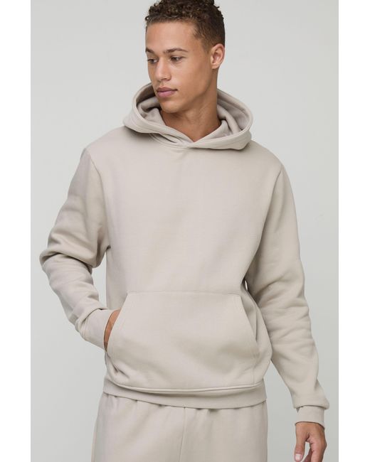 BoohooMAN Natural Tall Basic Boxy Over The Head Hoodie for men