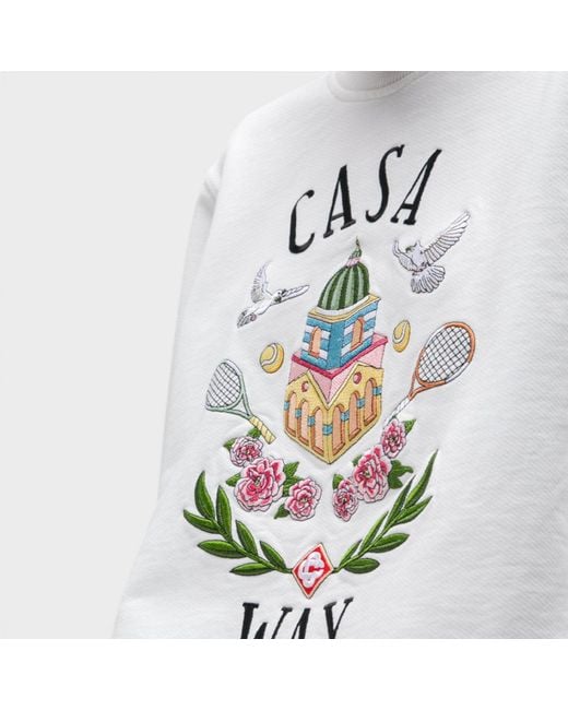 Casablanca White Casa Way Embroidered Sweatshirt Cotton