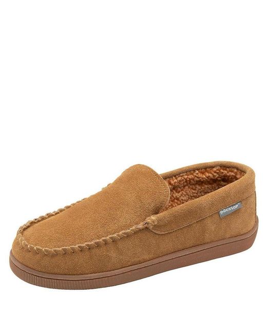 Dunlop Brown Nathan Suede Leather Tan Slippers for men