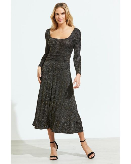 Sosandar White Metallic Stripe Crossover Back Midi Dress