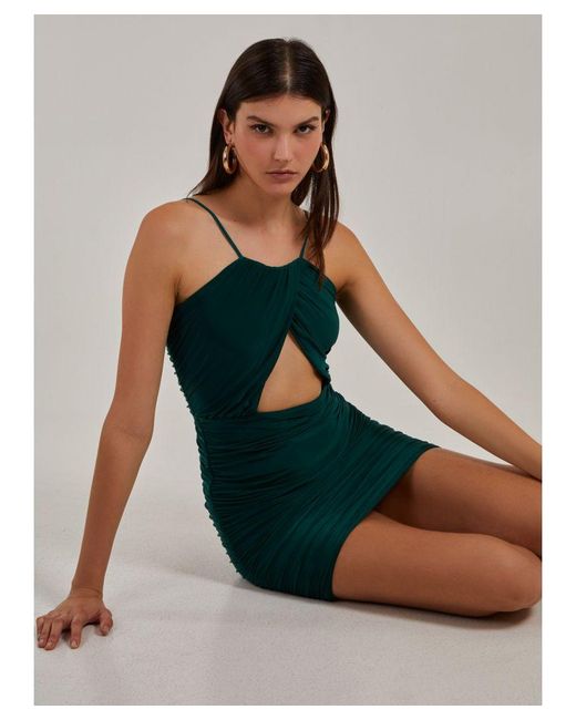Pink Vanilla Green Wrap Over Strappy Dress