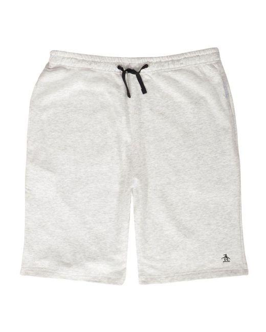 Original Penguin White Cotton Jogger Sweat Shorts for men