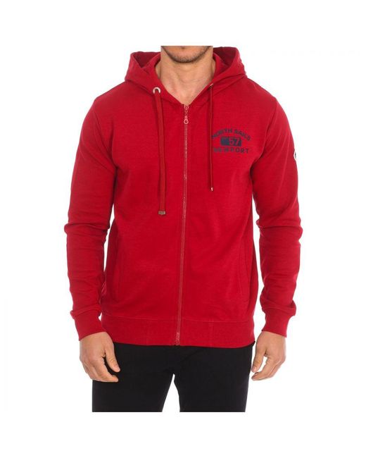 North Sails Red Zip-Up Hoodie 902299Tr0 for men