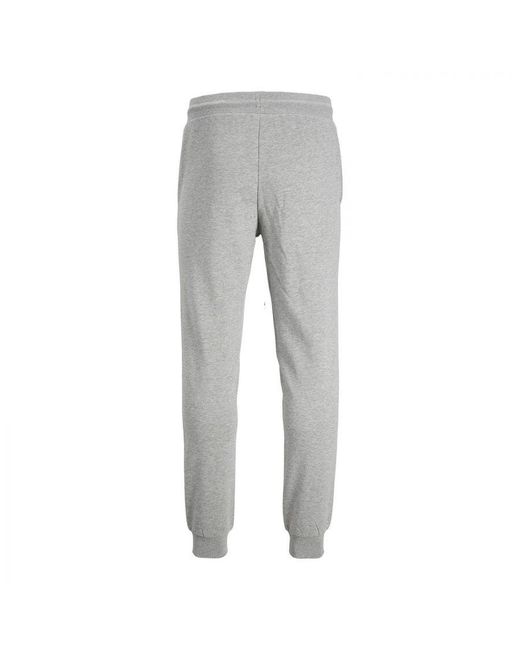 Jack & Jones Gray Regular Fit Cotton Made Sweatpants With Ribbed Cuffs for men