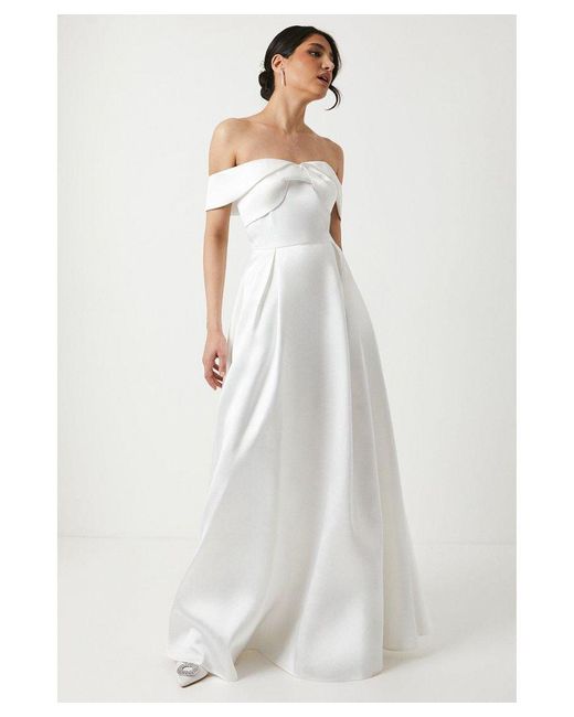 Coast White Twist Bardot Full Maxi Wedding Dress