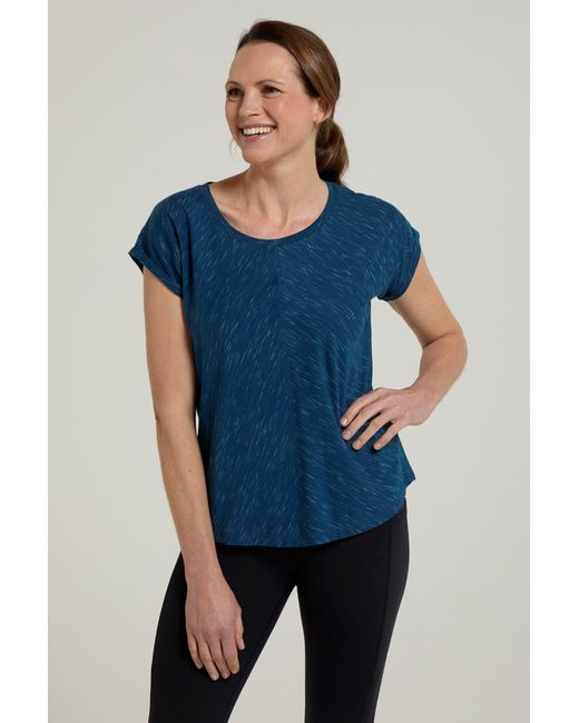 Mountain Warehouse Blue 'Retreat Slouch' T-Shirt Isocool Relaxed Fit Sweat Wicking Everyday Tee Cotton