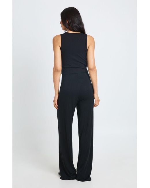 Boohoo Blue Tall Everyday Jersey Wide Leg Trouser