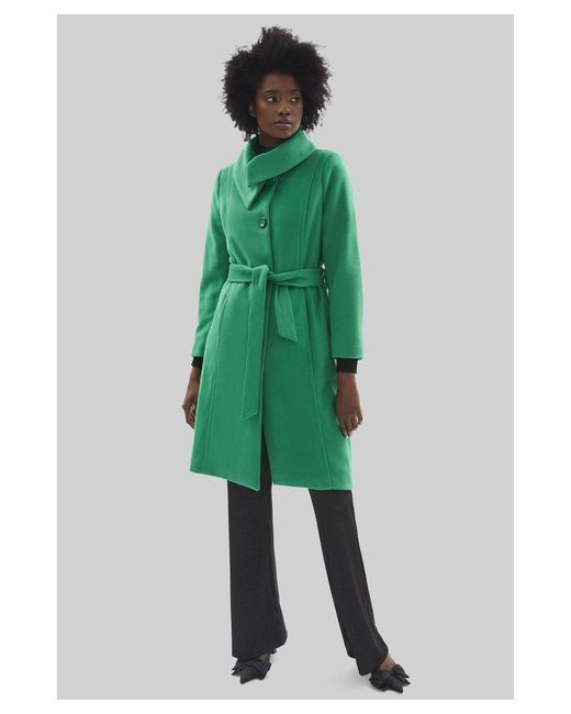 James Lakeland Large Collar Belted Coat in Green Lyst UK