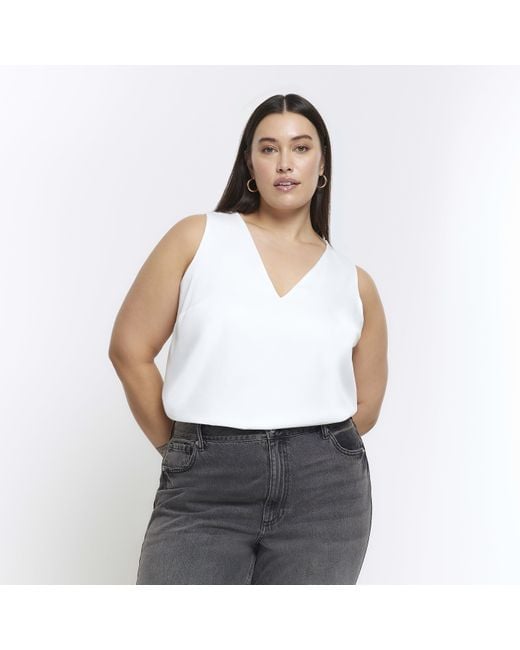 River Island Tank Top Plus Satin Material Polyester in White Lyst UK