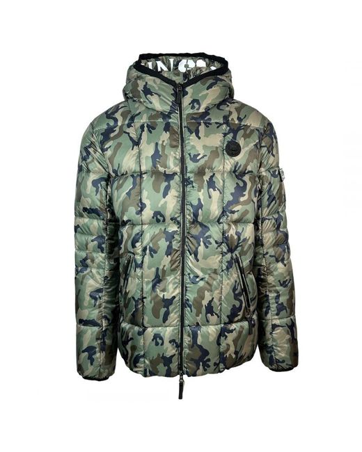 Philipp Plein Green Small Circle Logo Quilted Camo Jacket for men
